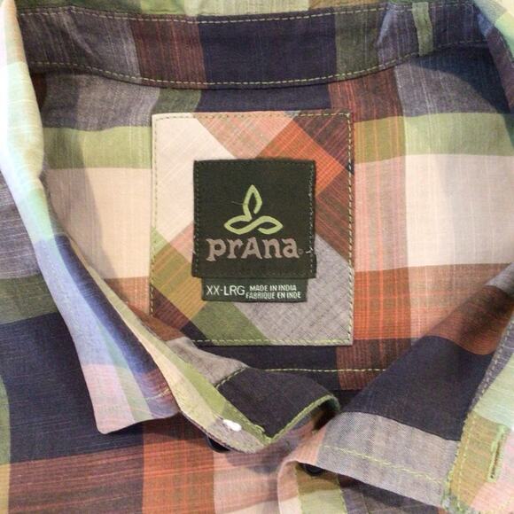 PRANA Benton Plaid Short Sleeve Button Up Men's Shirt size XXL - Picture 4 of 4